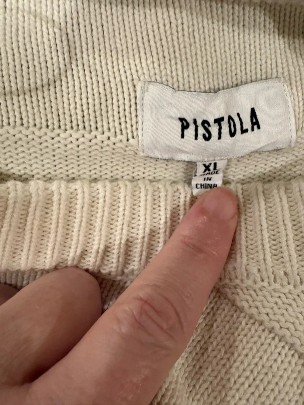 Pistola Cropped Sweater off white cotton boxy cream sz XL - Picture 4 of 6